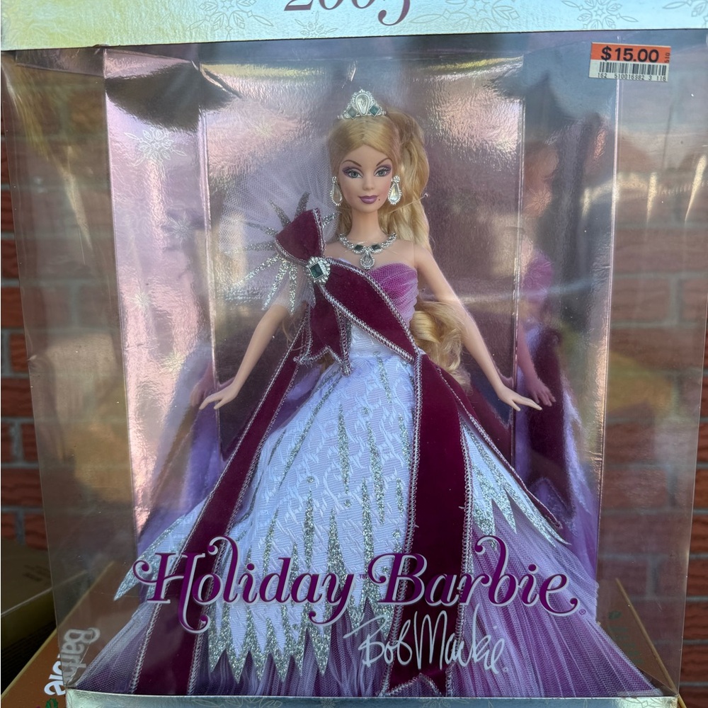 Barbie Holiday Doll in Pink and White Dress